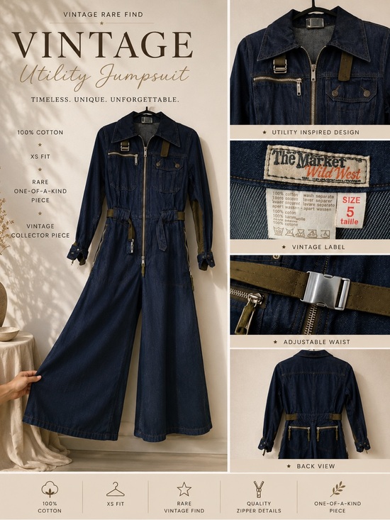Pants - Vintage Utility Jumpsuit - Dark Indigo